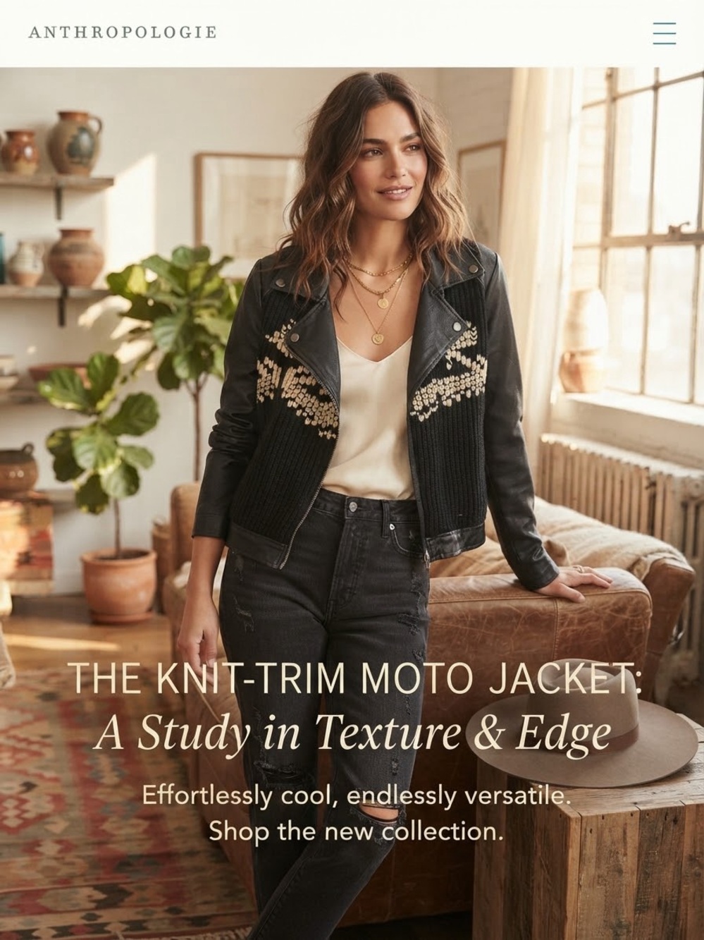 Ett:twa Anthropologie Faux Leather Knit Moto Jacket Black Size Large